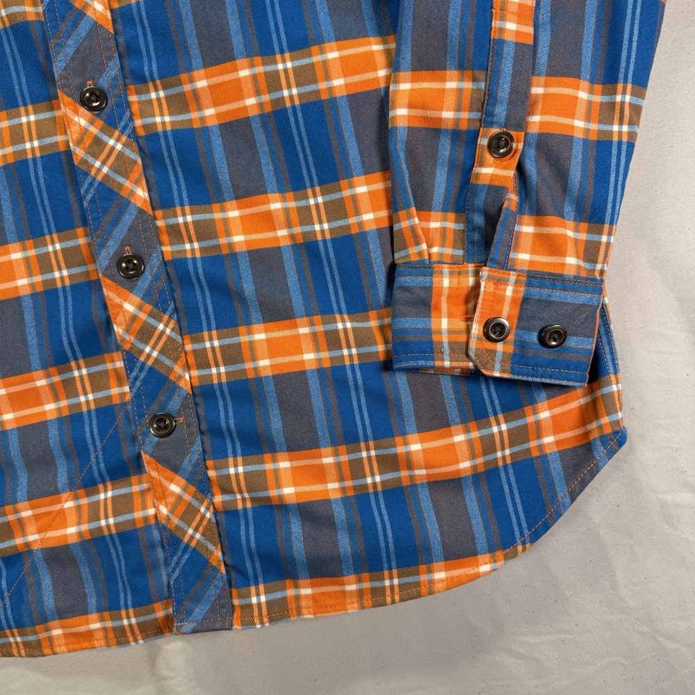 Alaskan Hardgear Duluth Trading Shirt Mens Medium Orange Blue Flannel Camp Gorp - Picture 4 of 12